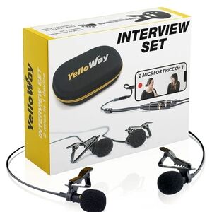 YellowWay Dual Lavalier Lapel Microphone for Interviews - 2 person podcast